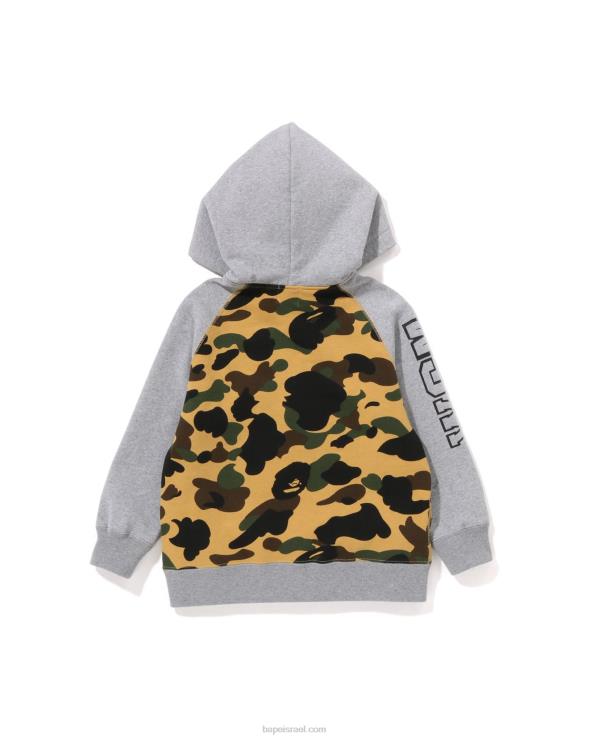 צהוב A Bathing Ape 644LV1500 ילדים קפוצ'ון רוכסן 1st camo shark patch