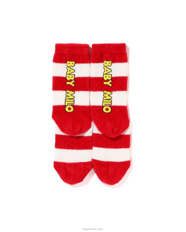 אדום בהיר A Bathing Ape 644LV1502 ילדים חישוק בייבי מילו גרבי פנים