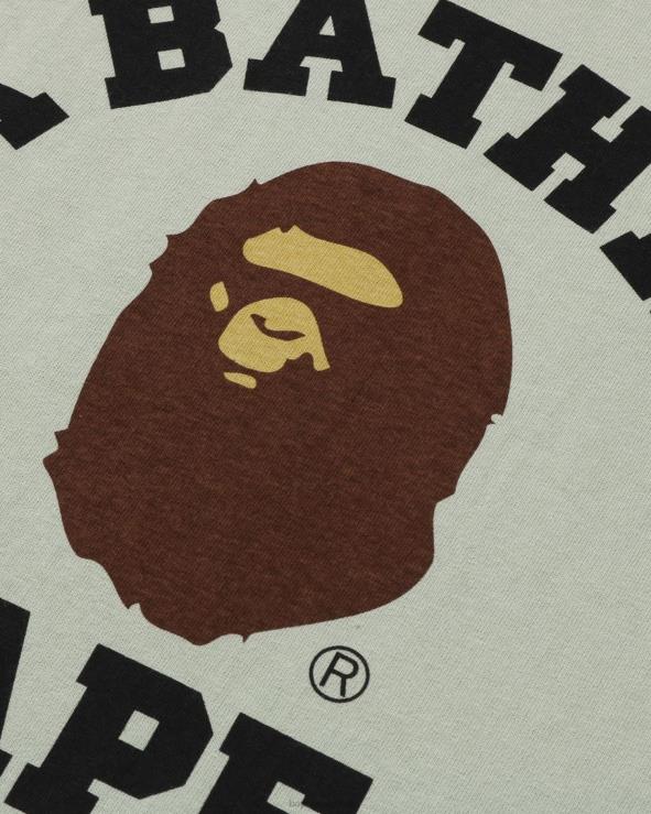 ירוק בהיר A Bathing Ape 644LV150 גברים חולצת פיגמנט קולג'