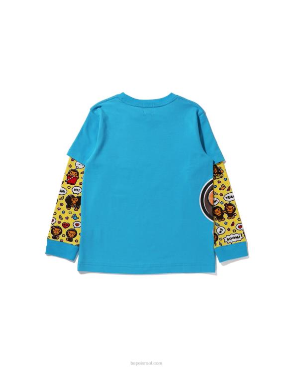 כְּחוֹל A Bathing Ape 644LV1518 ילדים בלון דיבור בייבי מילו חולצה שכבתית