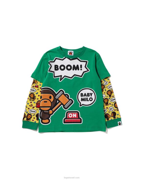 מנטה A Bathing Ape 644LV1519 ילדים בלון דיבור בייבי מילו חולצה שכבתית