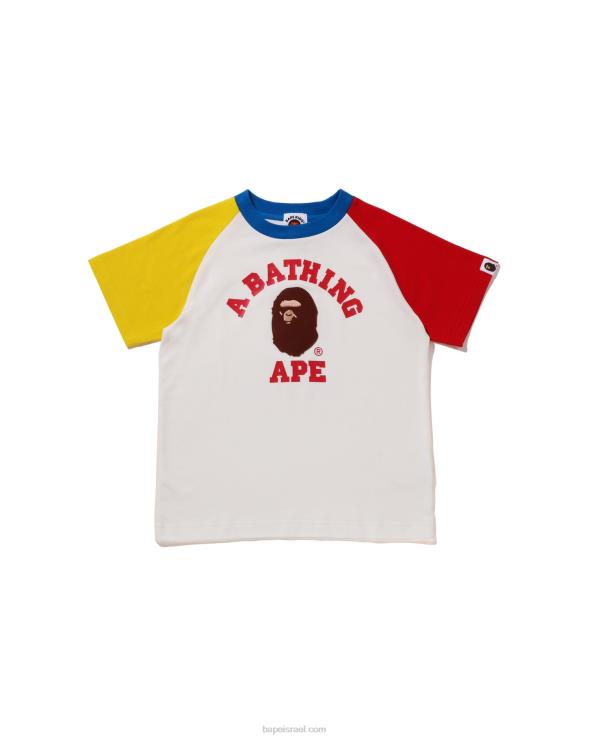 לבן A Bathing Ape 644LV1521 ילדים חולצה raglan מכללה