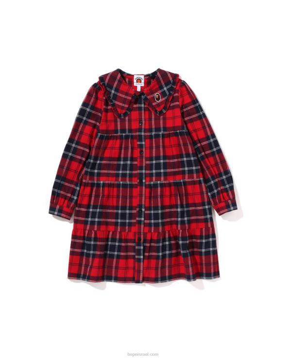 אדום בהיר A Bathing Ape 644LV1525 ילדים בדוק צווארון גדול onepiece