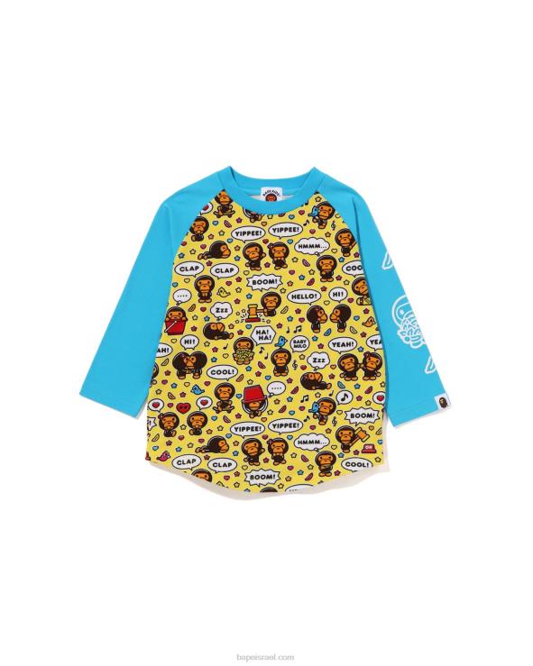 כְּחוֹל A Bathing Ape 644LV1529 ילדים בייבי מילו בלון דיבור raglan חולצה 3/4
