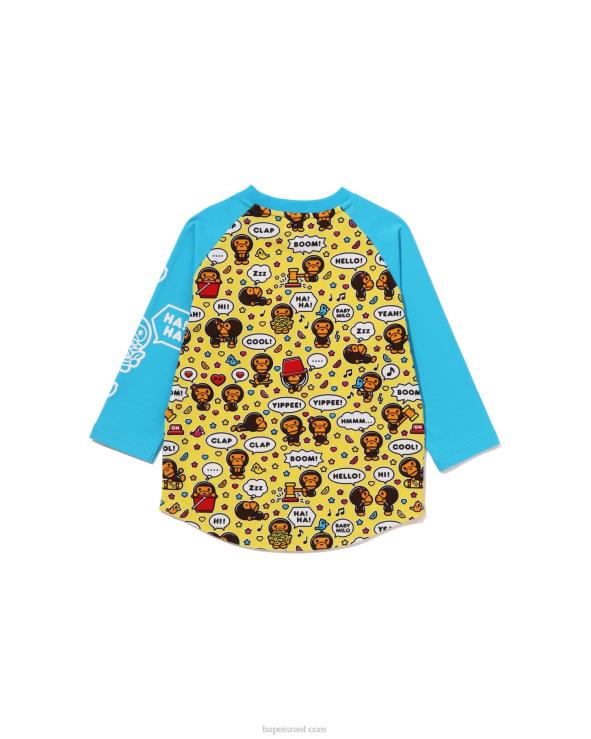 כְּחוֹל A Bathing Ape 644LV1529 ילדים בייבי מילו בלון דיבור raglan חולצה 3/4