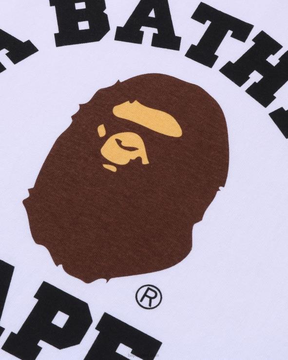 לבן A Bathing Ape 644LV152 גברים חולצת פיגמנט קולג'