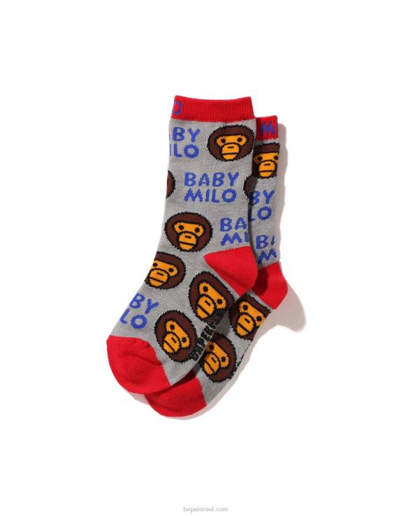 אפור A Bathing Ape 644LV1531 ילדים גרביים בדוגמת בייבי מילו