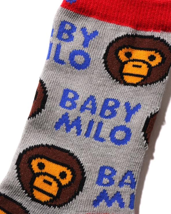 אפור A Bathing Ape 644LV1531 ילדים גרביים בדוגמת בייבי מילו