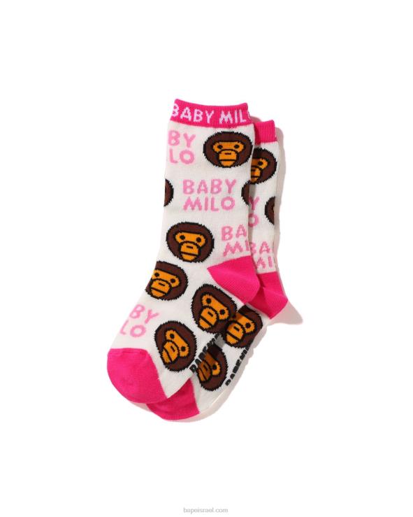 לבן A Bathing Ape 644LV1532 ילדים גרביים בדוגמת בייבי מילו