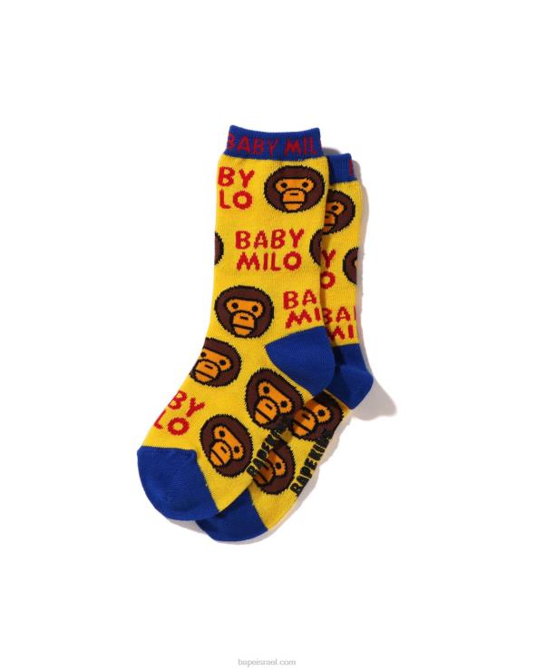 צהוב A Bathing Ape 644LV1533 ילדים גרביים בדוגמת בייבי מילו