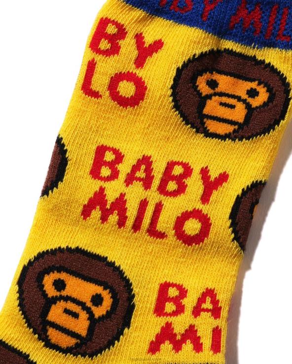 צהוב A Bathing Ape 644LV1533 ילדים גרביים בדוגמת בייבי מילו
