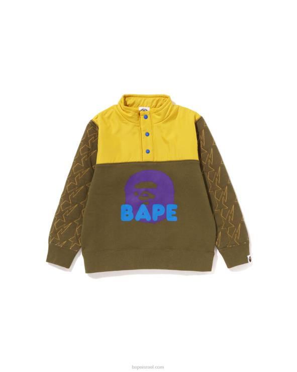 חאקי כהה A Bathing Ape 644LV1538 ילדים ראש קפיטונאז' חצי זיעה