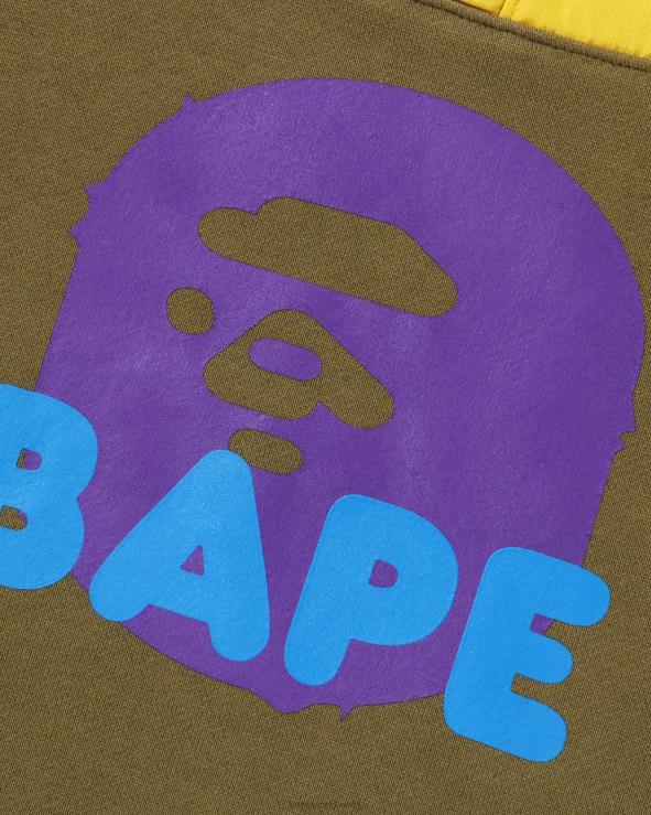 חאקי כהה A Bathing Ape 644LV1538 ילדים ראש קפיטונאז' חצי זיעה