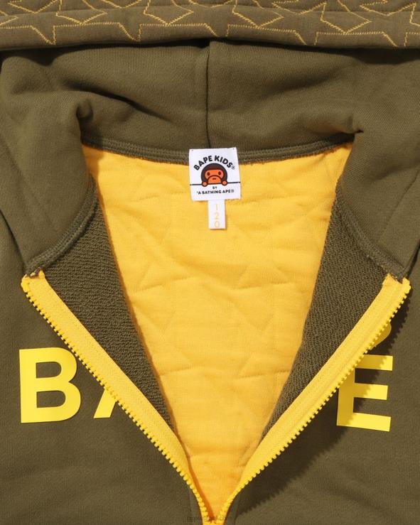 צבא ירוק A Bathing Ape 644LV1544 ילדים קפוצ'ון עם רוכסן קווילטי