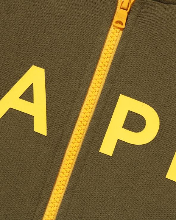 צבא ירוק A Bathing Ape 644LV1544 ילדים קפוצ'ון עם רוכסן קווילטי