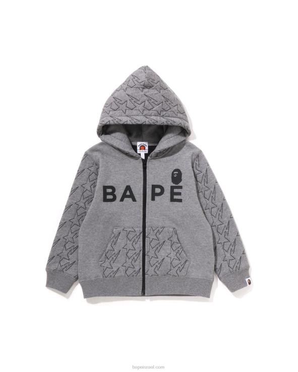 אפור A Bathing Ape 644LV1545 ילדים קפוצ'ון עם רוכסן קווילטי