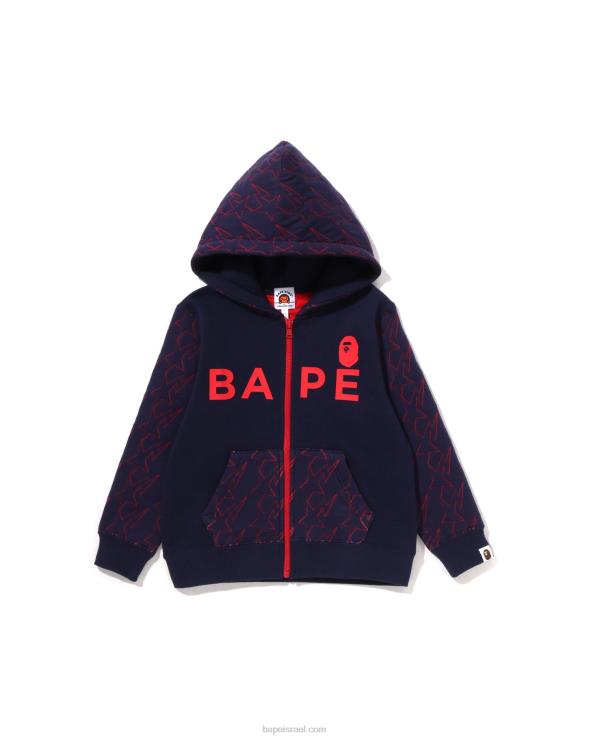 כחול כהה A Bathing Ape 644LV1546 ילדים קפוצ'ון עם רוכסן קווילטי