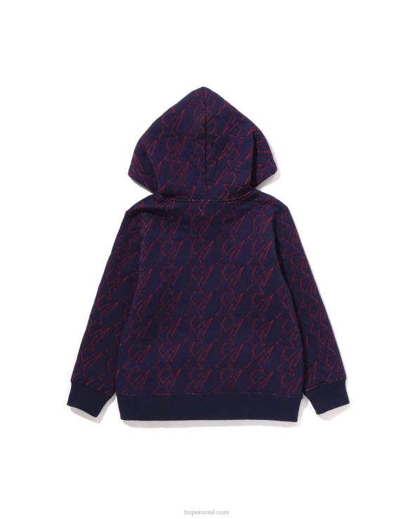 כחול כהה A Bathing Ape 644LV1546 ילדים קפוצ'ון עם רוכסן קווילטי