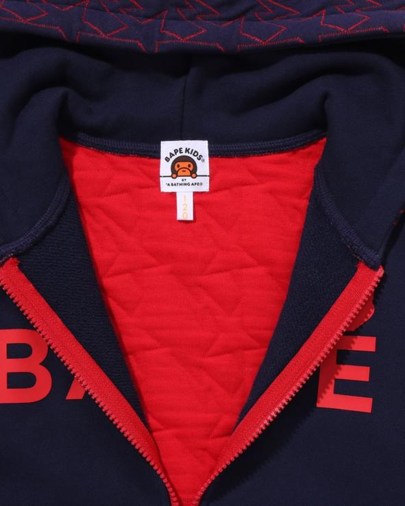 כחול כהה A Bathing Ape 644LV1546 ילדים קפוצ'ון עם רוכסן קווילטי