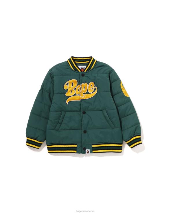 צבא ירוק A Bathing Ape 644LV1548 ילדים ז'קט מרופד עם תיקון