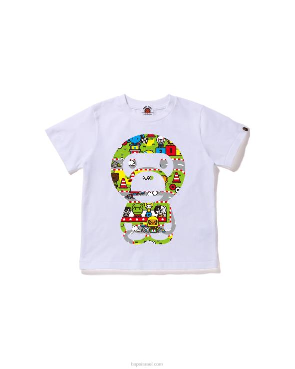 לבן A Bathing Ape 644LV1550 ילדים בייבי מילו מרוץ טי בייבי מילו גדול