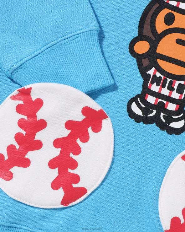 שמים כחולים A Bathing Ape 644LV1555 ילדים קפוצ'ון סוודר בייסבול בייבי מילו