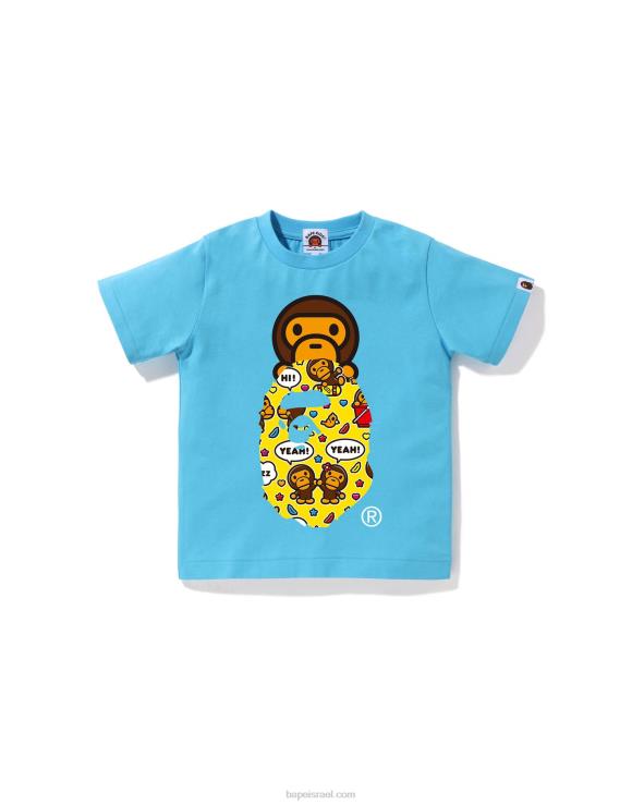 שמים כחולים A Bathing Ape 644LV1564 ילדים תינוק מילו בלון דיבור מילו על טי ראשי
