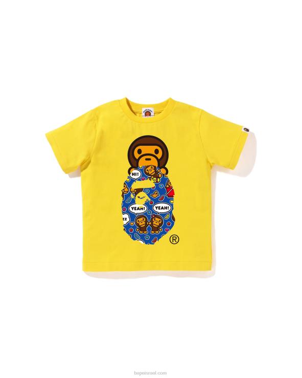 צהוב A Bathing Ape 644LV1567 ילדים תינוק מילו בלון דיבור מילו על טי ראשי