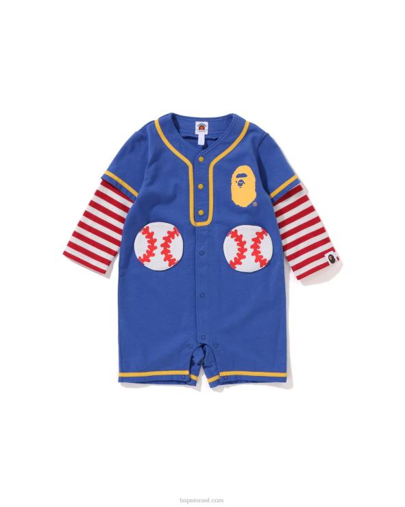 כְּחוֹל A Bathing Ape 644LV1568 ילדים חולצת בייסבול חישוק בשכבות