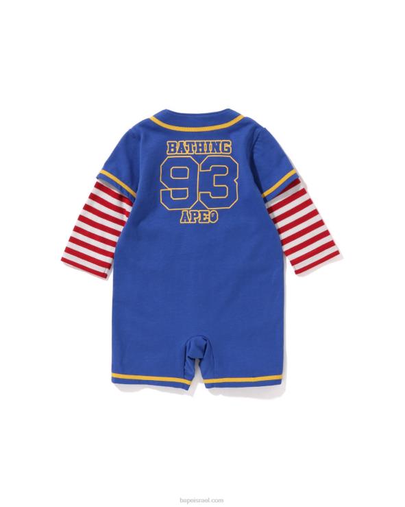 כְּחוֹל A Bathing Ape 644LV1568 ילדים חולצת בייסבול חישוק בשכבות