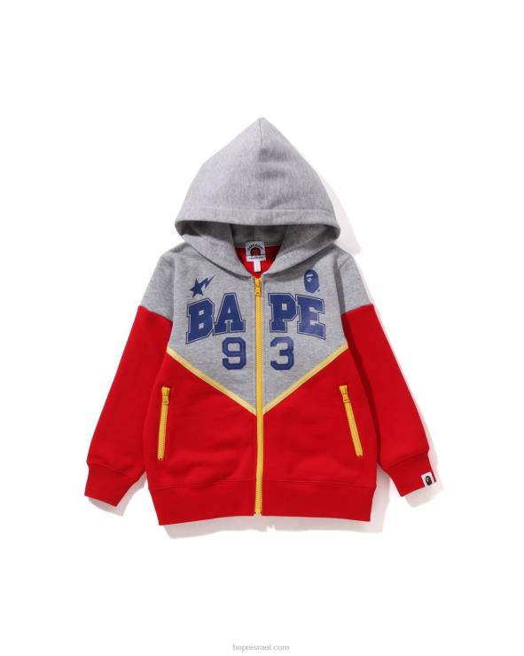 אדום בהיר A Bathing Ape 644LV1581 ילדים קפוצ'ון קולור בלוק רוכסן