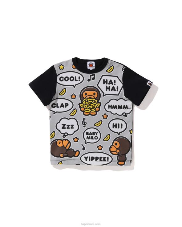 שָׁחוֹר A Bathing Ape 644LV1584 ילדים טי בלון דיבור גדול לתינוק מילו
