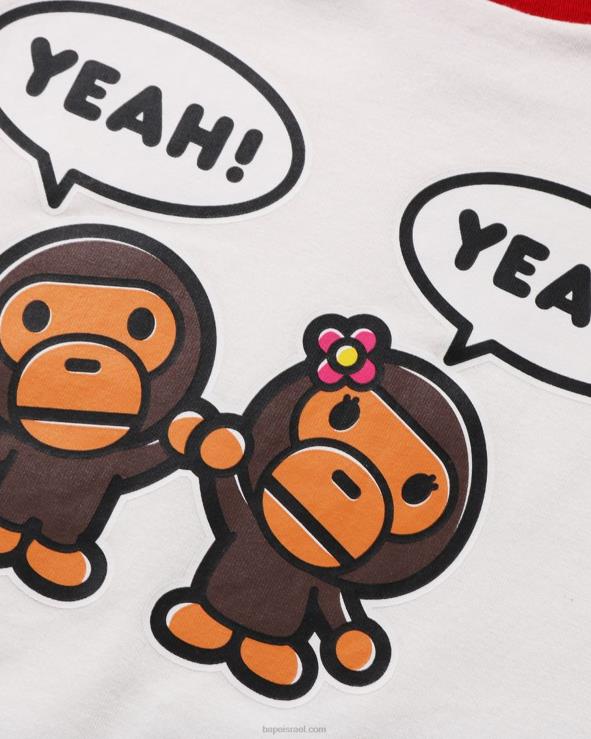 לבן A Bathing Ape 644LV1589 ילדים תינוק מילו בלון דיבור מילו ליזה טי
