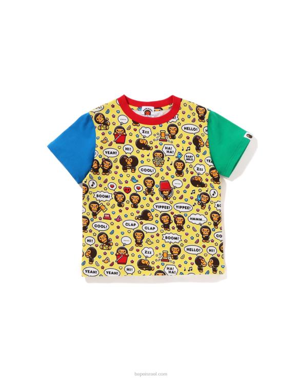 צהוב A Bathing Ape 644LV1592 ילדים חולצת בלון דיבור בייבי מילו