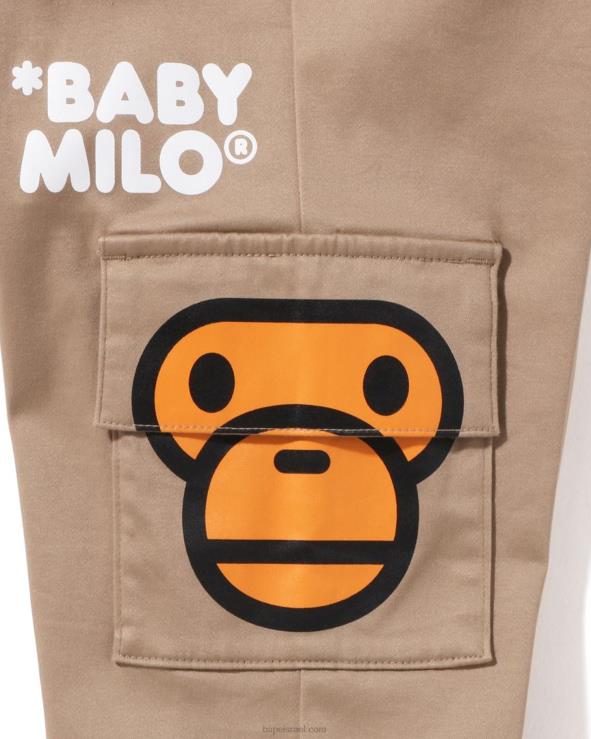 בז' A Bathing Ape 644LV1598 ילדים מכנסי כיס צד של בייבי מילו