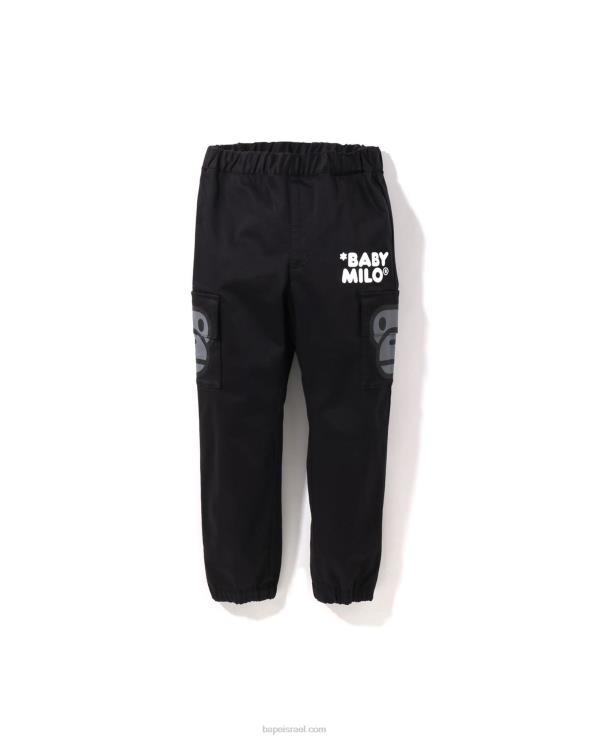 שָׁחוֹר A Bathing Ape 644LV1599 ילדים מכנסי כיס צד של בייבי מילו