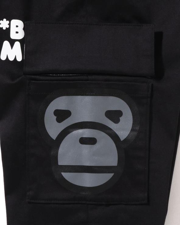 שָׁחוֹר A Bathing Ape 644LV1599 ילדים מכנסי כיס צד של בייבי מילו