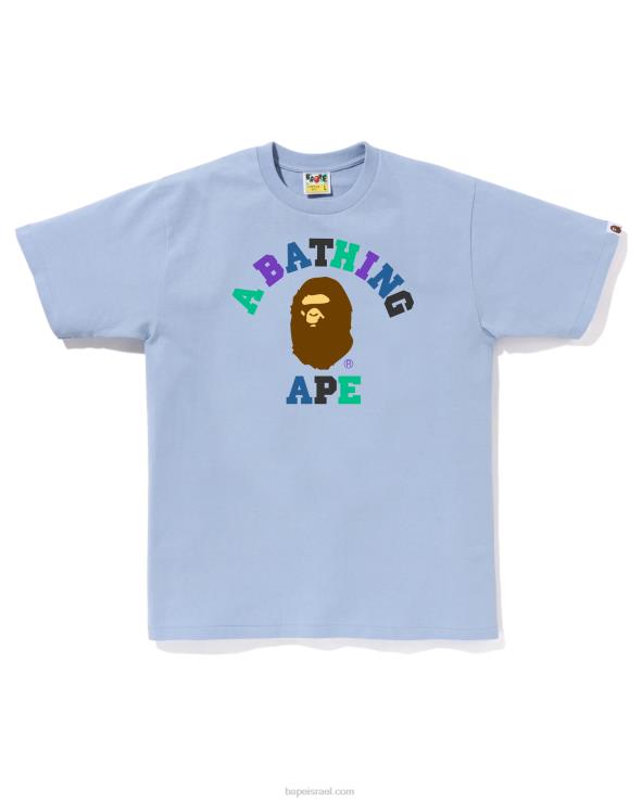 כחול בהיר A Bathing Ape 644LV16 גברים חולצת קולג' בצבעים