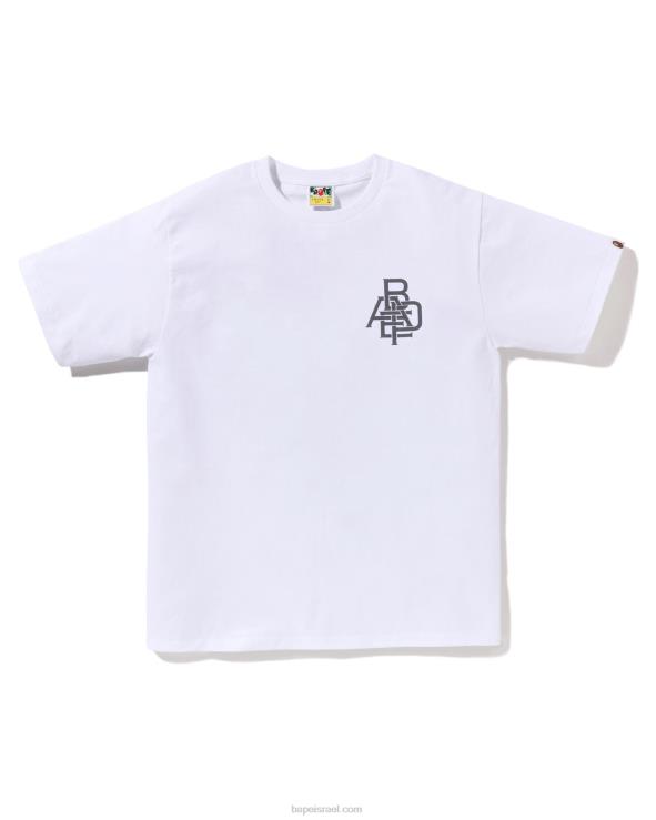 לבן A Bathing Ape 644LV160 גברים טי לוגו פיגמנט