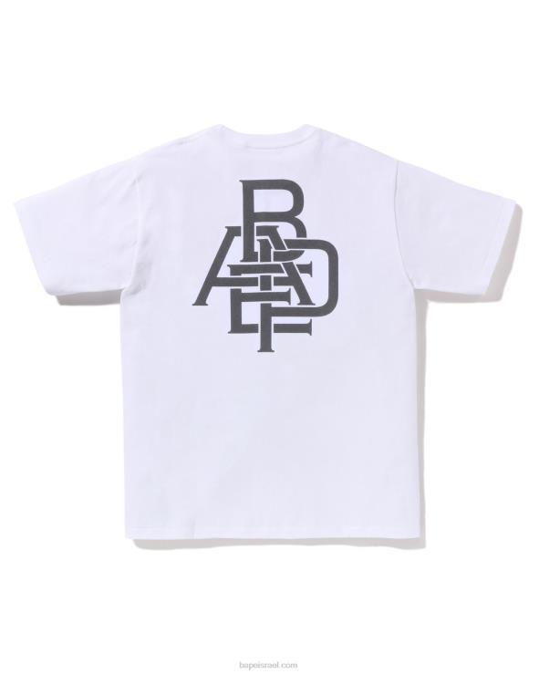לבן A Bathing Ape 644LV160 גברים טי לוגו פיגמנט