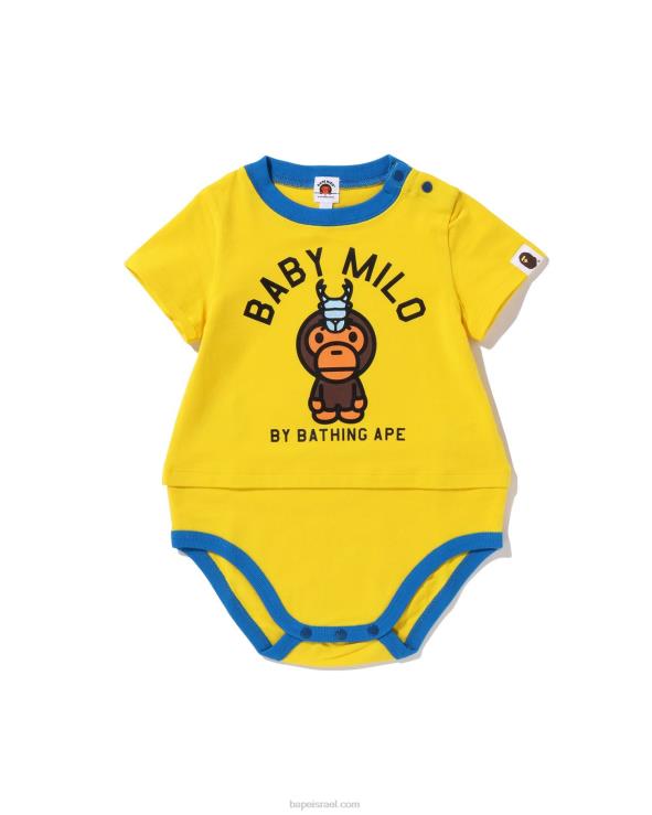 צהוב A Bathing Ape 644LV1616 ילדים בגד גוף בשכבות תינוק מילו אייל