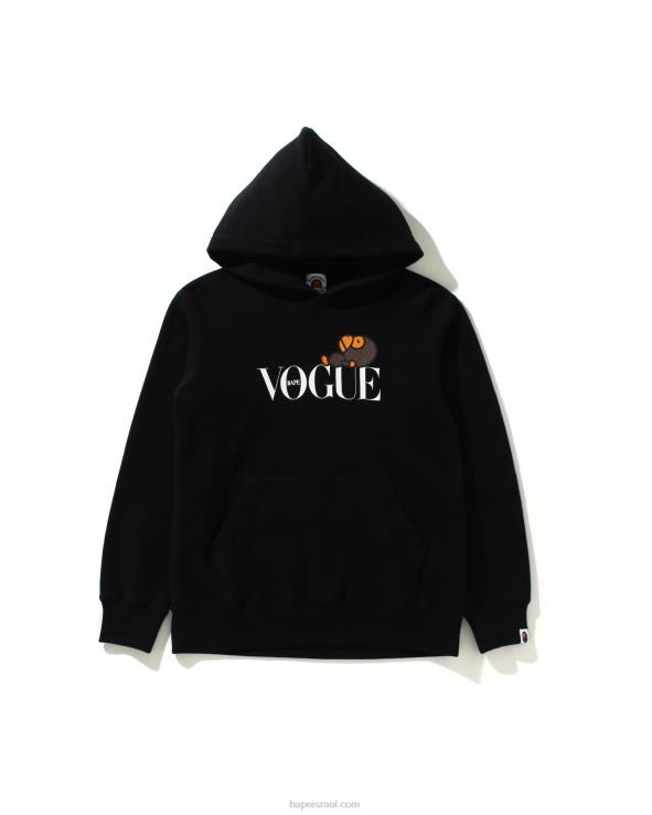 שָׁחוֹר A Bathing Ape 644LV1619 ילדים קפוצ'ון סוודר x vogue milo