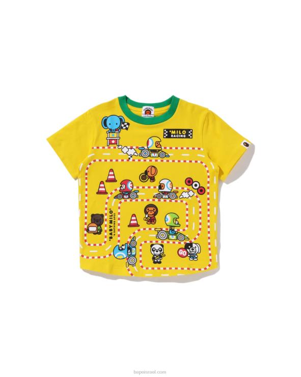 צהוב A Bathing Ape 644LV1624 ילדים טי פאנל גדול של בייבי מילו מירוץ