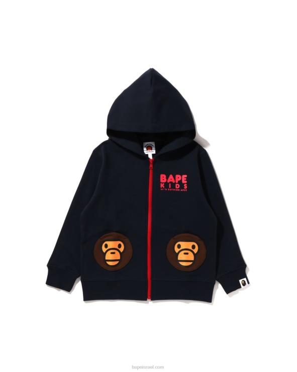 כחול כהה A Bathing Ape 644LV1625 ילדים קפוצ'ון רוכסן בכיס תינוק מילו