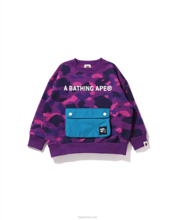 סָגוֹל A Bathing Ape 644LV1634 ילדים כיס camo צבעוני עם צווארון צווארון רופף ג'וניור