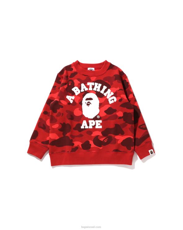 אדום בהיר A Bathing Ape 644LV1647 ילדים צווארון צווארון קולג' בצבע camo