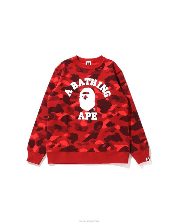 אדום בהיר A Bathing Ape 644LV1651 ילדים color camo college crewneck jr