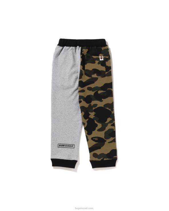 צבא ירוק A Bathing Ape 644LV1652 ילדים מכנסי טרנינג בהדפס סמל 1st camo team