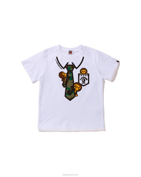 לבן A Bathing Ape 644LV1658 ילדים 1st camo baby milo teck print tie