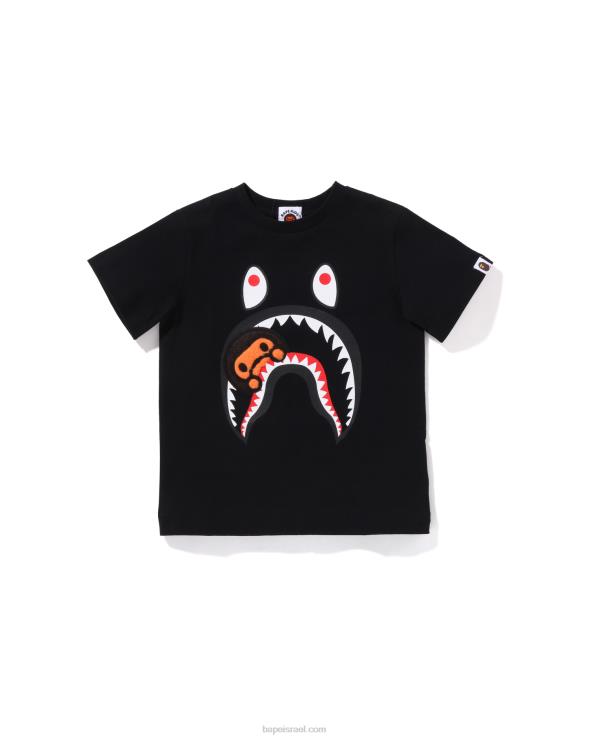 שָׁחוֹר A Bathing Ape 644LV1660 ילדים טי בואה פליס מילו כריש
